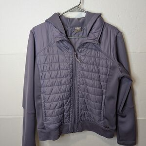Calia Hybrid Lavender Moto Hooded Puffer Jacket Full Zip